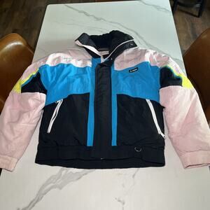 Vintage Gerry Duck Down Puffer Coat Jacket Black Blue Pink Yellow Mens Size S